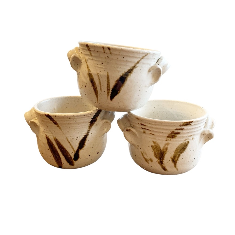 STUDIO POTTERY | Handcrafted Ceramic Speckled Glazed Pots - Set of 3